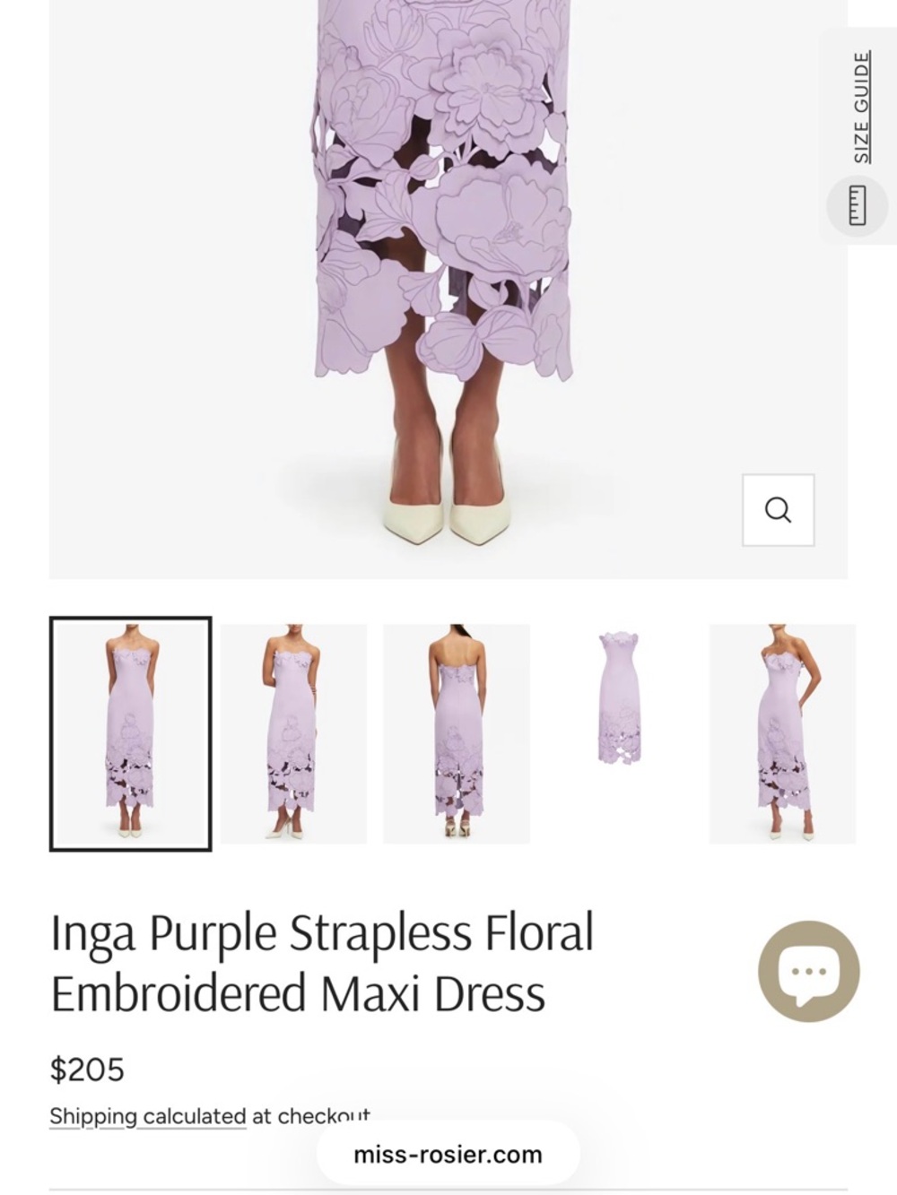 Inga Purple Strapless Floral Embroidered Maxi Dress - Picture 4 of 5
